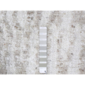 9'1"x12'1" Bone White, Minimalist Swedish Design, Hand Knotted, Natural Wool, Oriental Rug FWR62112