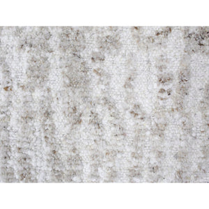 9'1"x12'1" Bone White, Minimalist Swedish Design, Hand Knotted, Natural Wool, Oriental Rug FWR62112