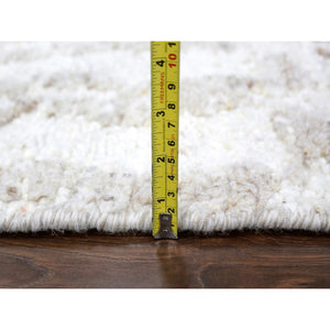 9'1"x12'1" Bone White, Minimalist Swedish Design, Hand Knotted, Natural Wool, Oriental Rug FWR62112
