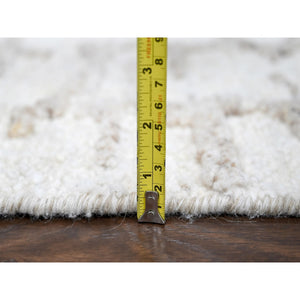 2'x3' Oyster White, Minimalist Swedish Design, Hand Knotted, Organic Wool, Sample, Mat, Oriental Rug FWR62118