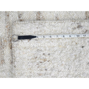 2'x3' Oyster White, Minimalist Swedish Design, Hand Knotted, Organic Wool, Sample, Mat, Oriental Rug FWR62118
