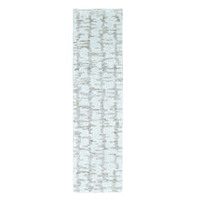 Load image into Gallery viewer, 2&#39;7&quot;x9&#39;10&quot; Parchment White, Hand Knotted, Minimalist Swedish Design, 100% Wool, Runner, Oriental Rug FWR62124