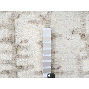 2'x2'10" Oyster White, Natural Wool, Minimalist Swedish Design, Hand Knotted, Mat, Sample, Oriental Rug FWR62136