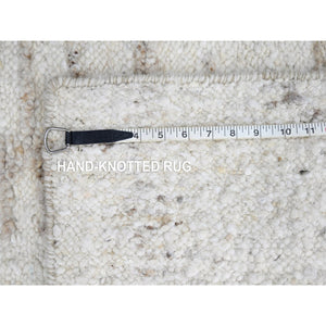 2'x2'10" Oyster White, Natural Wool, Minimalist Swedish Design, Hand Knotted, Mat, Sample, Oriental Rug FWR62136