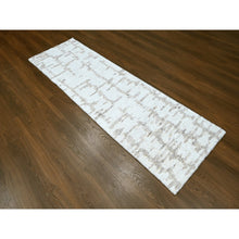 Load image into Gallery viewer, 2&#39;6&quot;x8&#39; Alabaster White, Minimalist Swedish Design, Hand Knotted, Organic Wool, Runner, Oriental Rug FWR62142