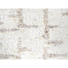 Load image into Gallery viewer, 2&#39;6&quot;x8&#39; Alabaster White, Minimalist Swedish Design, Hand Knotted, Organic Wool, Runner, Oriental Rug FWR62142