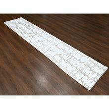 Load image into Gallery viewer, 2&#39;6&quot;x11&#39;10&quot; Lace White, Minimalist Swedish Design, Hand Knotted, 100% Wool, Runner, Oriental Rug FWR62148