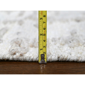 2'6"x11'10" Lace White, Minimalist Swedish Design, Hand Knotted, 100% Wool, Runner, Oriental Rug FWR62148