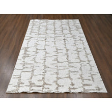 Load image into Gallery viewer, 8&#39;x10&#39; Bone White, Minimalist Swedish Design, Hand Knotted, Pure Wool, Oriental Rug FWR62154