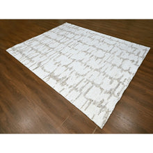 Load image into Gallery viewer, 8&#39;x10&#39; Bone White, Minimalist Swedish Design, Hand Knotted, Pure Wool, Oriental Rug FWR62154