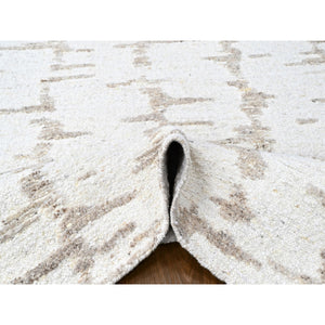 8'x10' Bone White, Minimalist Swedish Design, Hand Knotted, Pure Wool, Oriental Rug FWR62154