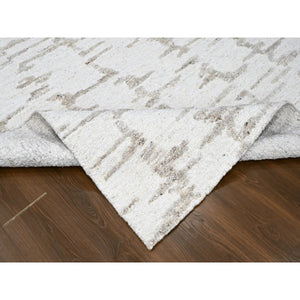 8'x10' Bone White, Minimalist Swedish Design, Hand Knotted, Pure Wool, Oriental Rug FWR62154