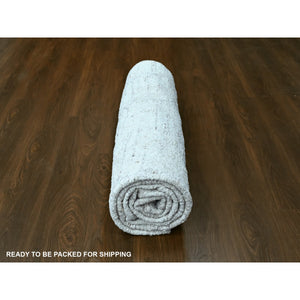 8'x10' Bone White, Minimalist Swedish Design, Hand Knotted, Pure Wool, Oriental Rug FWR62154