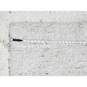 8'x10' Bone White, Minimalist Swedish Design, Hand Knotted, Pure Wool, Oriental Rug FWR62154