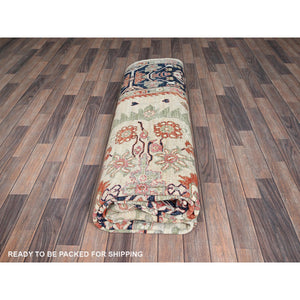 8'10"x12' Almond Milk White, Aryana Collection, Serapi Heriz Design, Vegetable Dyes, High Mountain Wool, Hand Knotted, Soft Pile, Densely Woven, Oriental Rug FWR6210