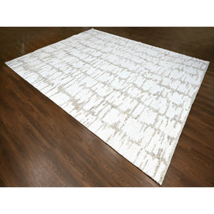 12'x14'10" Swan White, Minimalist Swedish Design, Hand Knotted, Natural Wool, XL, Oversized, Oriental Rug FWR62160