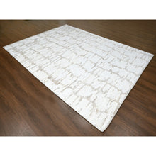 Load image into Gallery viewer, 9&#39;3&quot;x12&#39;2&quot; Bone White, Minimalist Swedish Design, Hand Knotted, 100% Wool, Oriental Rug FWR62166