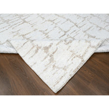 Load image into Gallery viewer, 9&#39;3&quot;x12&#39;2&quot; Bone White, Minimalist Swedish Design, Hand Knotted, 100% Wool, Oriental Rug FWR62166