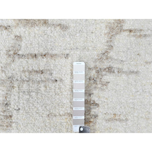 9'3"x12'2" Bone White, Minimalist Swedish Design, Hand Knotted, 100% Wool, Oriental Rug FWR62166