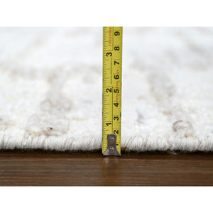 9'3"x12'2" Bone White, Minimalist Swedish Design, Hand Knotted, 100% Wool, Oriental Rug FWR62166