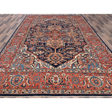 Load image into Gallery viewer, 9&#39;x12&#39;1&quot; Yale Blue, Aryana Grade, Serapi Heriz With Large Medallion Design, Vegetable Dyes, Soft Pile, Hand Knotted, High Mountain Wool, Densely Woven, Oriental Rug FWR6252