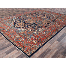 Load image into Gallery viewer, 9&#39;x12&#39;1&quot; Yale Blue, Aryana Grade, Serapi Heriz With Large Medallion Design, Vegetable Dyes, Soft Pile, Hand Knotted, High Mountain Wool, Densely Woven, Oriental Rug FWR6252