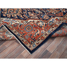 Load image into Gallery viewer, 9&#39;x12&#39;1&quot; Yale Blue, Aryana Grade, Serapi Heriz With Large Medallion Design, Vegetable Dyes, Soft Pile, Hand Knotted, High Mountain Wool, Densely Woven, Oriental Rug FWR6252