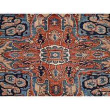 Load image into Gallery viewer, 9&#39;x12&#39;1&quot; Yale Blue, Aryana Grade, Serapi Heriz With Large Medallion Design, Vegetable Dyes, Soft Pile, Hand Knotted, High Mountain Wool, Densely Woven, Oriental Rug FWR6252