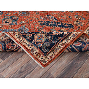 8'1"x10' Terracotta Red, Aryana Collection, Antique Heriz Design, Vegetable Dyes, Hand Knotted, Soft Pile, High Mountain Wool, Densely Woven, Oriental Rug FWR6264