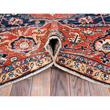 Load image into Gallery viewer, 9&#39;2&quot;x12&#39;8&quot; Midnight Blue, Aryana Grade, Serapi Heriz with Flower Medallion Design, Vegetable Dyes, Hand Knotted, High Mountain Wool, Soft Pile, Densely Woven, Oriental Rug FWR6282