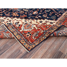 Load image into Gallery viewer, 9&#39;2&quot;x12&#39;8&quot; Midnight Blue, Aryana Grade, Serapi Heriz with Flower Medallion Design, Vegetable Dyes, Hand Knotted, High Mountain Wool, Soft Pile, Densely Woven, Oriental Rug FWR6282