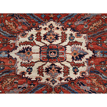 Load image into Gallery viewer, 9&#39;2&quot;x12&#39;8&quot; Midnight Blue, Aryana Grade, Serapi Heriz with Flower Medallion Design, Vegetable Dyes, Hand Knotted, High Mountain Wool, Soft Pile, Densely Woven, Oriental Rug FWR6282