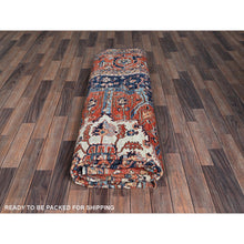 Load image into Gallery viewer, 9&#39;2&quot;x12&#39;8&quot; Midnight Blue, Aryana Grade, Serapi Heriz with Flower Medallion Design, Vegetable Dyes, Hand Knotted, High Mountain Wool, Soft Pile, Densely Woven, Oriental Rug FWR6282