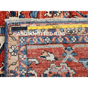 9'2"x12'8" Midnight Blue, Aryana Grade, Serapi Heriz with Flower Medallion Design, Vegetable Dyes, Hand Knotted, High Mountain Wool, Soft Pile, Densely Woven, Oriental Rug FWR6282