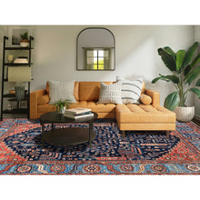 Load image into Gallery viewer, 9&#39;2&quot;x12&#39;1&quot; Midnight Blue, Willow and Cypress Tree All Over Antique Persian Design, Small Animal Figurines, Vegetable Dyes, High Mountain Wool, Hand Knotted, Soft Pile, Densely Woven, Oriental Rug FWR6288