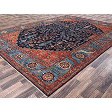 Load image into Gallery viewer, 9&#39;2&quot;x12&#39;1&quot; Midnight Blue, Willow and Cypress Tree All Over Antique Persian Design, Small Animal Figurines, Vegetable Dyes, High Mountain Wool, Hand Knotted, Soft Pile, Densely Woven, Oriental Rug FWR6288