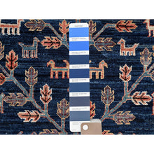 Load image into Gallery viewer, 9&#39;2&quot;x12&#39;1&quot; Midnight Blue, Willow and Cypress Tree All Over Antique Persian Design, Small Animal Figurines, Vegetable Dyes, High Mountain Wool, Hand Knotted, Soft Pile, Densely Woven, Oriental Rug FWR6288