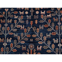 Load image into Gallery viewer, 9&#39;2&quot;x12&#39;1&quot; Midnight Blue, Willow and Cypress Tree All Over Antique Persian Design, Small Animal Figurines, Vegetable Dyes, High Mountain Wool, Hand Knotted, Soft Pile, Densely Woven, Oriental Rug FWR6288