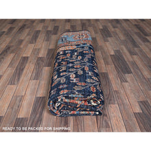 Load image into Gallery viewer, 9&#39;2&quot;x12&#39;1&quot; Midnight Blue, Willow and Cypress Tree All Over Antique Persian Design, Small Animal Figurines, Vegetable Dyes, High Mountain Wool, Hand Knotted, Soft Pile, Densely Woven, Oriental Rug FWR6288