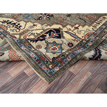 Load image into Gallery viewer, 12&#39;4&quot;x14&#39;4&quot; Dune Brown, Aryana Collection, Serapi Heriz With Large Medallion Design, Vegetable Dyes, Soft Pile, High Mountain Wool, Hand Knotted, Densely Woven, Oversized, Oriental Rug FWR6294