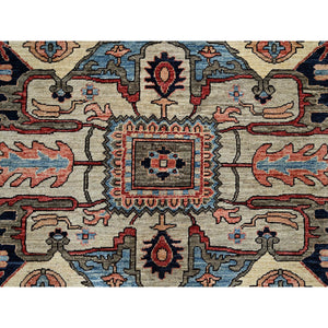 12'4"x14'4" Dune Brown, Aryana Collection, Serapi Heriz With Large Medallion Design, Vegetable Dyes, Soft Pile, High Mountain Wool, Hand Knotted, Densely Woven, Oversized, Oriental Rug FWR6294