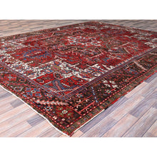 Load image into Gallery viewer, 9&#39;3&quot;x11&#39;8&quot; Currant Red, Semi Antique Persian Heriz Tribal Design, Lustrous Wool, Distressed, Hand Knotted Abrash, Sheared Low, Evenly Worn Oriental Rug Sh104 FWR624