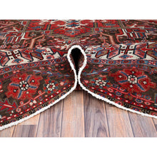 Load image into Gallery viewer, 9&#39;3&quot;x11&#39;8&quot; Currant Red, Semi Antique Persian Heriz Tribal Design, Lustrous Wool, Distressed, Hand Knotted Abrash, Sheared Low, Evenly Worn Oriental Rug Sh104 FWR624