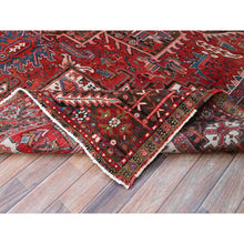 Load image into Gallery viewer, 9&#39;3&quot;x11&#39;8&quot; Currant Red, Semi Antique Persian Heriz Tribal Design, Lustrous Wool, Distressed, Hand Knotted Abrash, Sheared Low, Evenly Worn Oriental Rug Sh104 FWR624