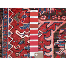 Load image into Gallery viewer, 9&#39;3&quot;x11&#39;8&quot; Currant Red, Semi Antique Persian Heriz Tribal Design, Lustrous Wool, Distressed, Hand Knotted Abrash, Sheared Low, Evenly Worn Oriental Rug Sh104 FWR624