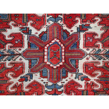 Load image into Gallery viewer, 9&#39;3&quot;x11&#39;8&quot; Currant Red, Semi Antique Persian Heriz Tribal Design, Lustrous Wool, Distressed, Hand Knotted Abrash, Sheared Low, Evenly Worn Oriental Rug Sh104 FWR624
