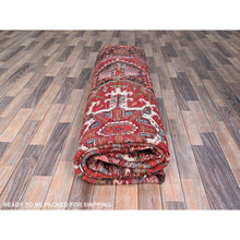 Load image into Gallery viewer, 9&#39;3&quot;x11&#39;8&quot; Currant Red, Semi Antique Persian Heriz Tribal Design, Lustrous Wool, Distressed, Hand Knotted Abrash, Sheared Low, Evenly Worn Oriental Rug Sh104 FWR624