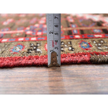 Load image into Gallery viewer, 9&#39;3&quot;x11&#39;8&quot; Currant Red, Semi Antique Persian Heriz Tribal Design, Lustrous Wool, Distressed, Hand Knotted Abrash, Sheared Low, Evenly Worn Oriental Rug Sh104 FWR624