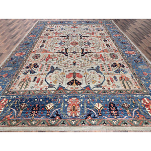 12'x14'10" Cloud Gray, Aryana Grade, Bijar Garus Design, Vegetable Dyes, High Mountain Wool, Hand Knotted, Soft Pile, Densely Woven, Oversized, Oriental Rug FWR6300
