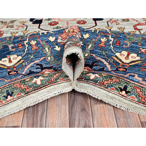 12'x14'10" Cloud Gray, Aryana Grade, Bijar Garus Design, Vegetable Dyes, High Mountain Wool, Hand Knotted, Soft Pile, Densely Woven, Oversized, Oriental Rug FWR6300
